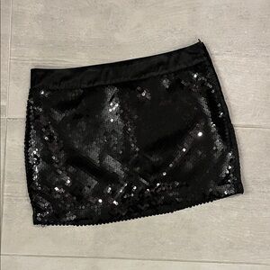 Black Sequin Mini Skirt